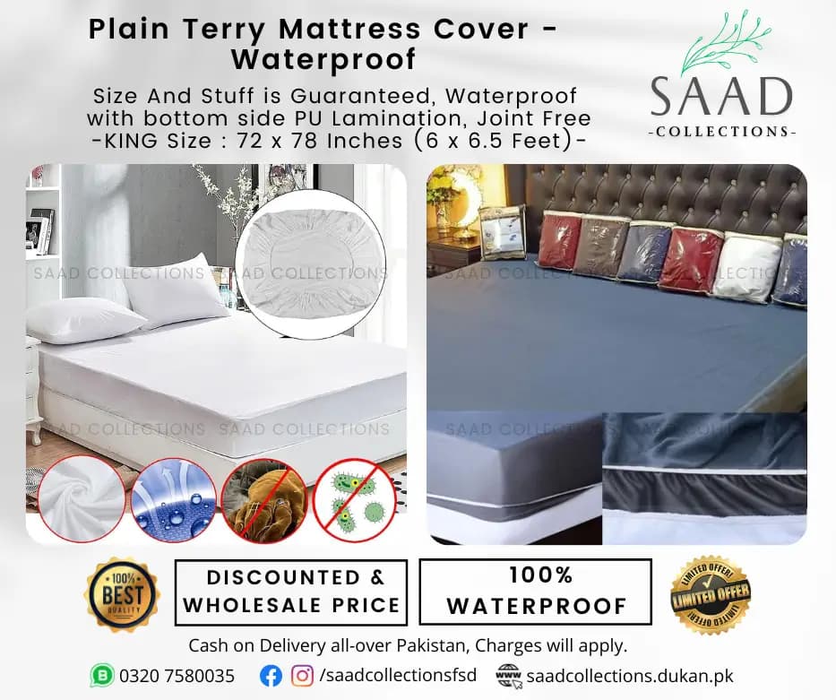 Plain Terry Mattress Cover - Waterproof