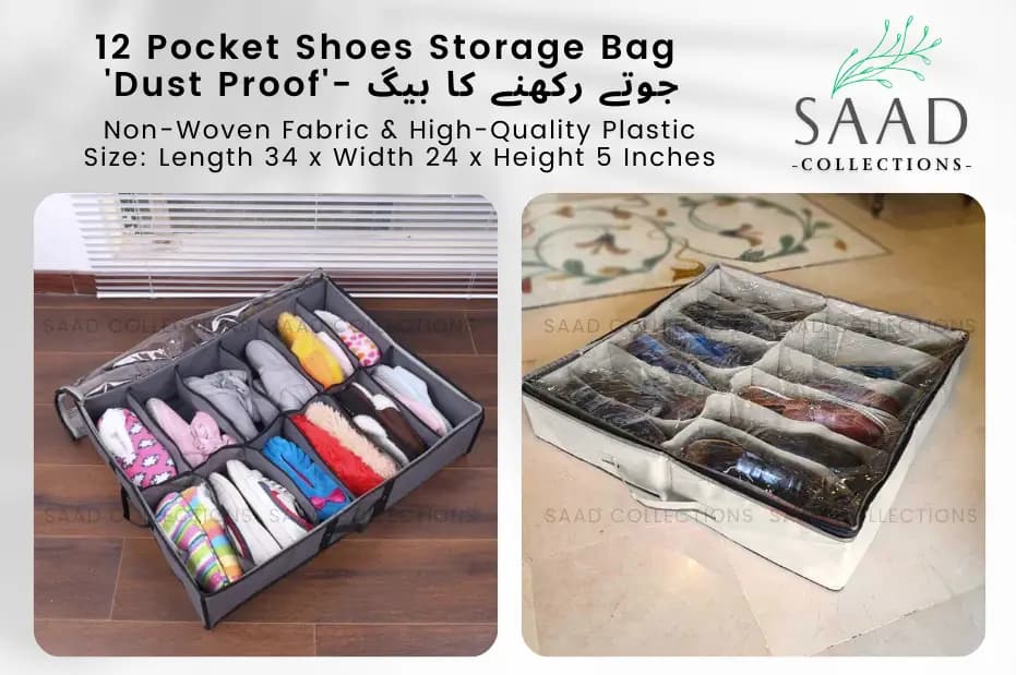 12 Pocket Shoes Storage Bag (Dust Proof)